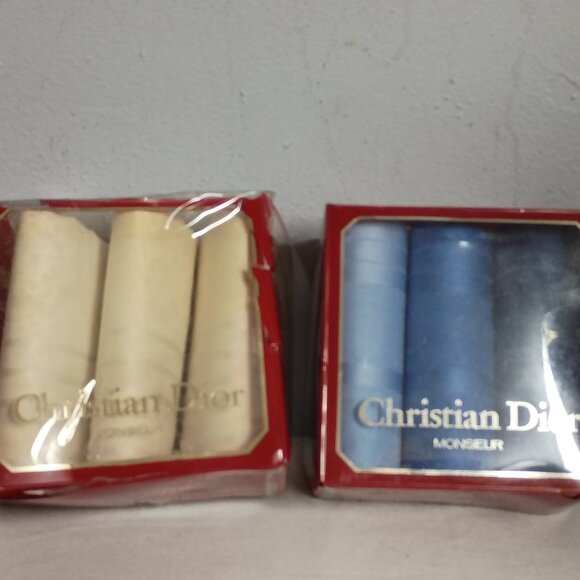 ❤️Lot 6 New Vintage CHRISTIAN DIOR Handkerchief Hankies 2 Sets - Picture 1 of 7